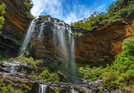 Blue mountains waterfall beautiful scene